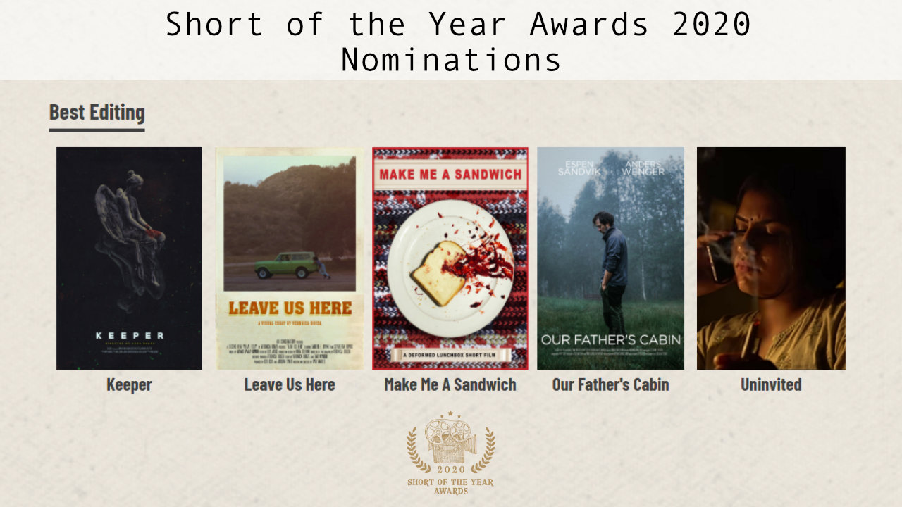 Nominee Announcement - Editing - Short of the Year Awards 2020