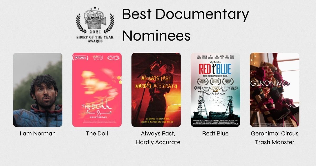 Short of the Year Awards- 2021 - Nominees - Best Documentary